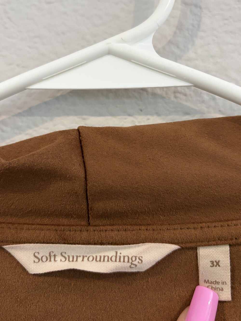 Soft Surroundings Womens‎ Classic Brown Faux Suede Open Front Cardigan Size 3X - Picture 3 of 3